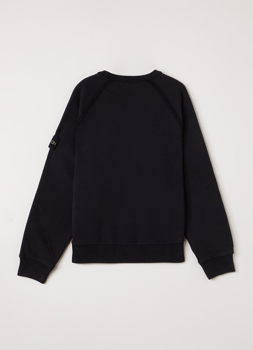 Stone Island 00007 sweater met logo - voorkant 3 zwart