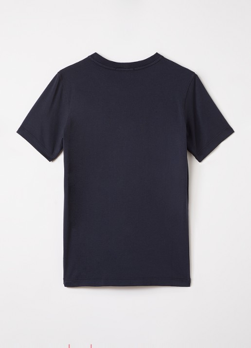 Stone Island 00009 T-shirt met logoprint - voorkant 2 donkerblauw