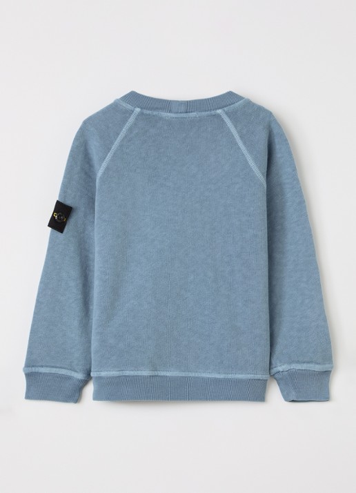 Stone Island 00012 sweater met logo - voorkant 2 staalblauw