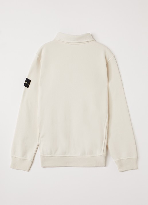 Stone Island 00012 sweater met logo - voorkant 3 gebroken wit