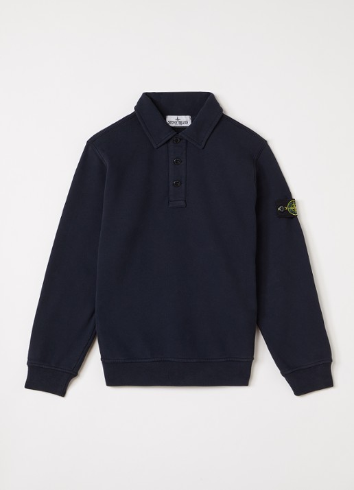 Stone Island 00012 sweater met logo - voorkant 2 donkerblauw