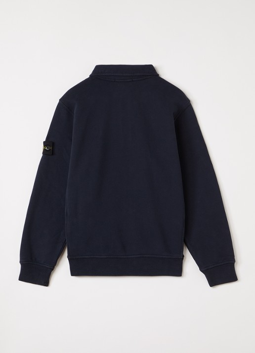Stone Island 00012 sweater met logo - voorkant 3 donkerblauw