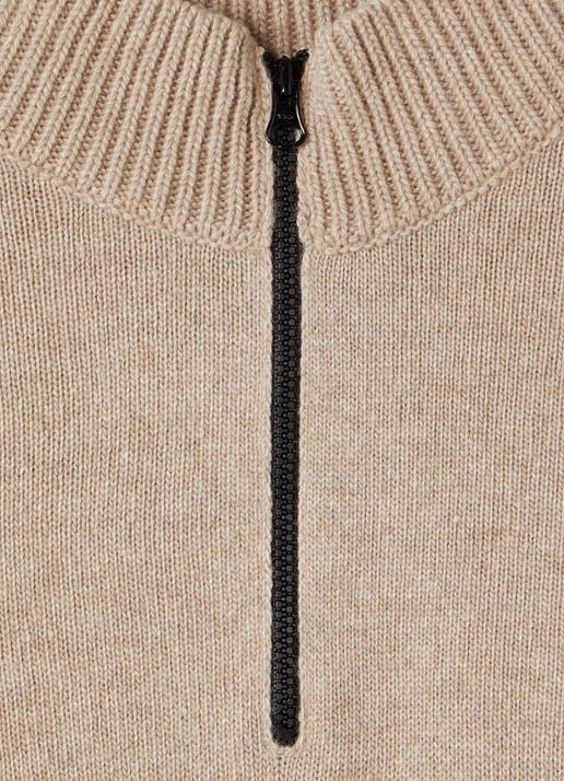 Stone Island 00014 fijngebreide trui in kasjmierblend met halve rits - detail 3 beige