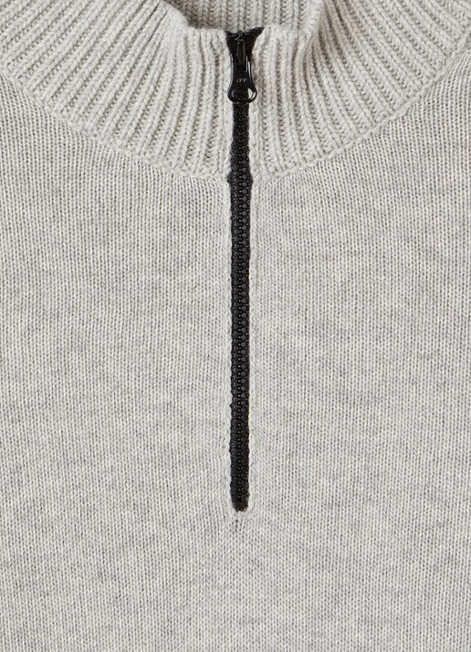 Stone Island 00014 fijngebreide trui in kasjmierblend met halve rits - detail grijsmele