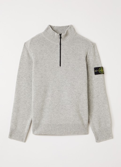 Stone Island 00014 fijngebreide trui in kasjmierblend met halve rits