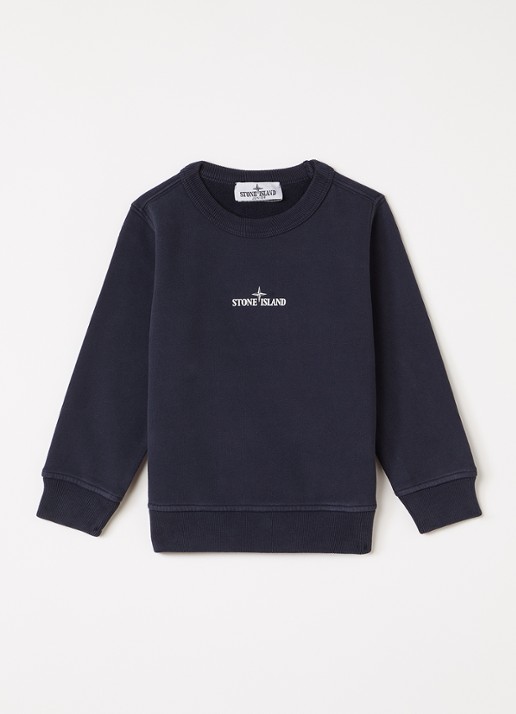 Stone Island 00014 sweater met logo- en backprint - voorkant 2 donkerblauw