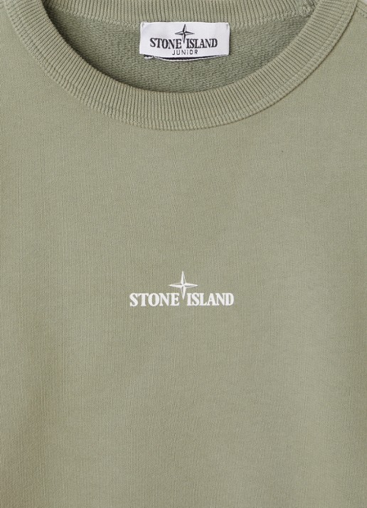 Stone Island 00014 sweater met logo- en backprint - detail 3 olijfgroen