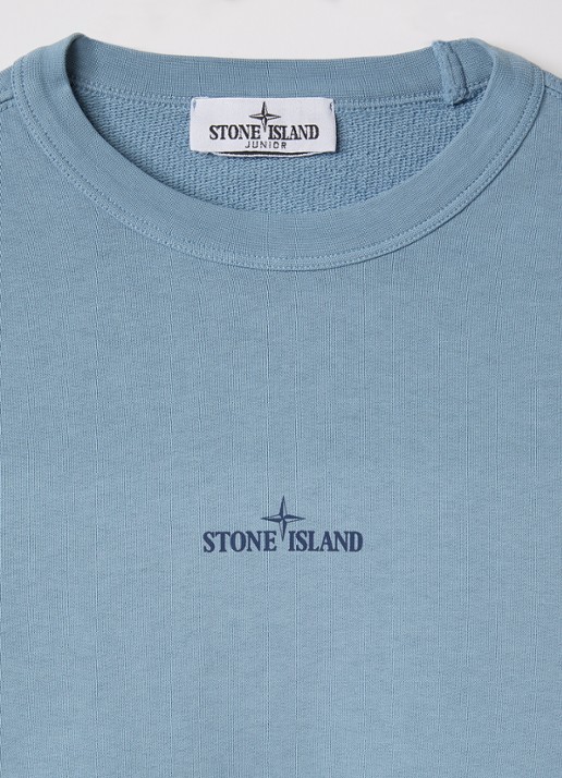 Stone Island 00018 sweater met logo- en backprint - detail 3 blauw