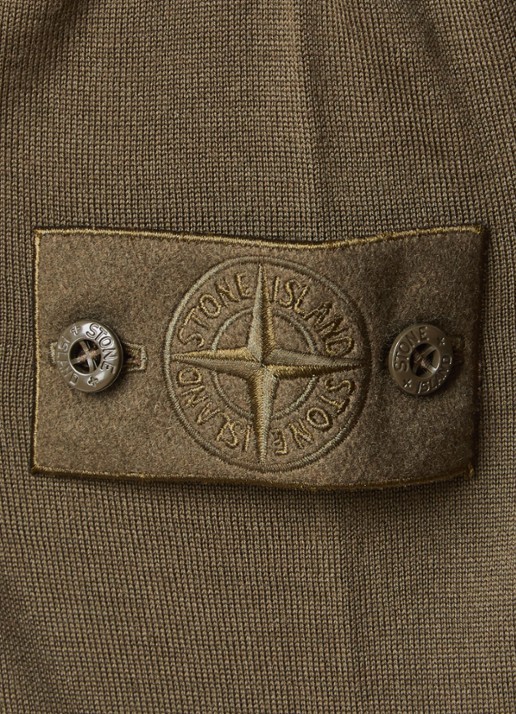 Stone Island 00066 fijngebreide pullover van scheerwol met col - detail 5 legergroen