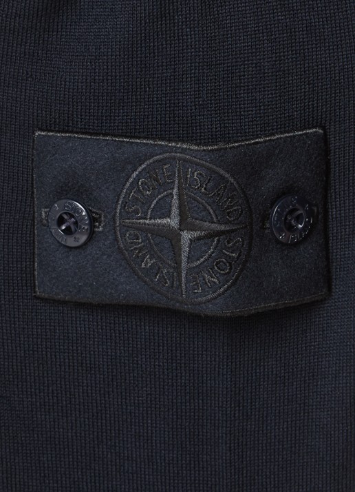 Stone Island 00074 fijngebreide pullover van scheerwol met logo - detail 5 donkerblauw