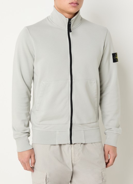 Stone Island 08514 Felpa sweatvest met logo - detail grijs