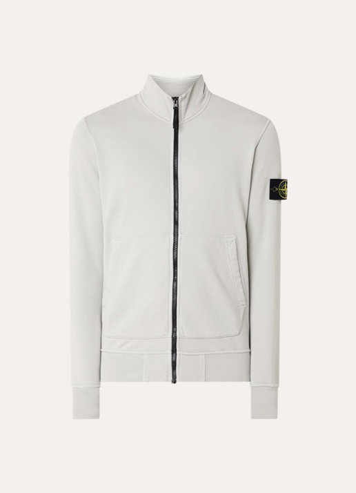 Stone Island 08514 Felpa sweatvest met logo - voorkant 4 grijs