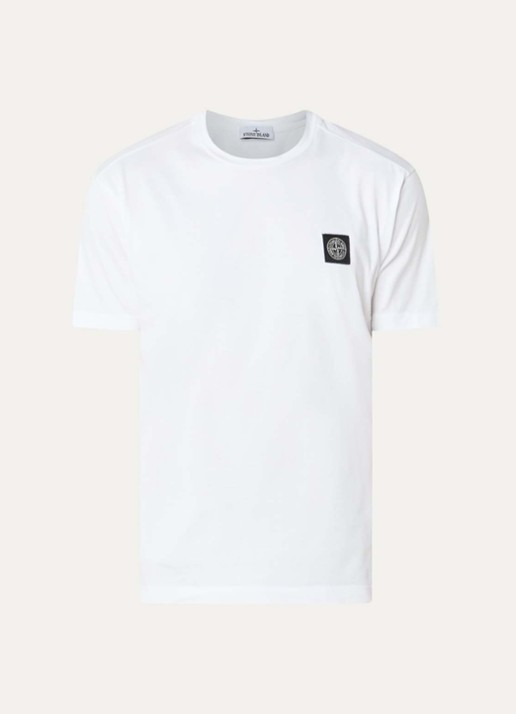 Stone Island 11002 T-shirt met logo - voorkant 3 wit
