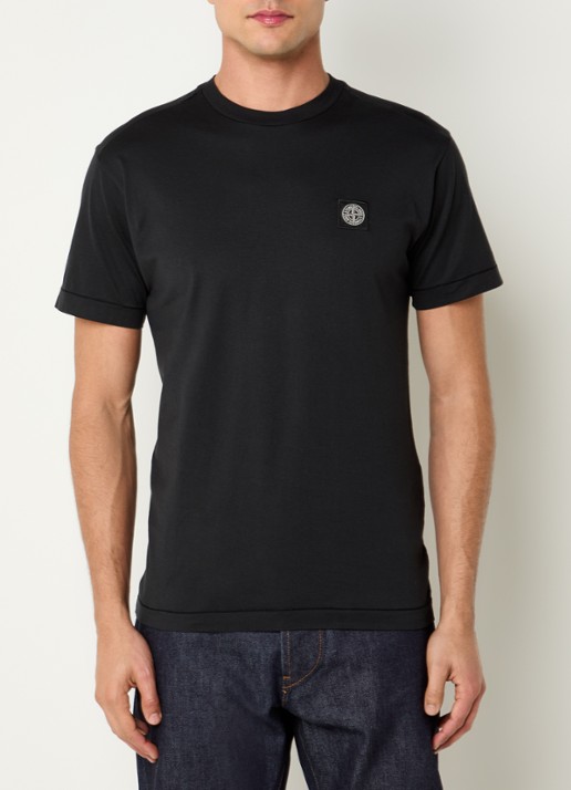 Stone Island 11002 T-shirt met logo - detail zwart