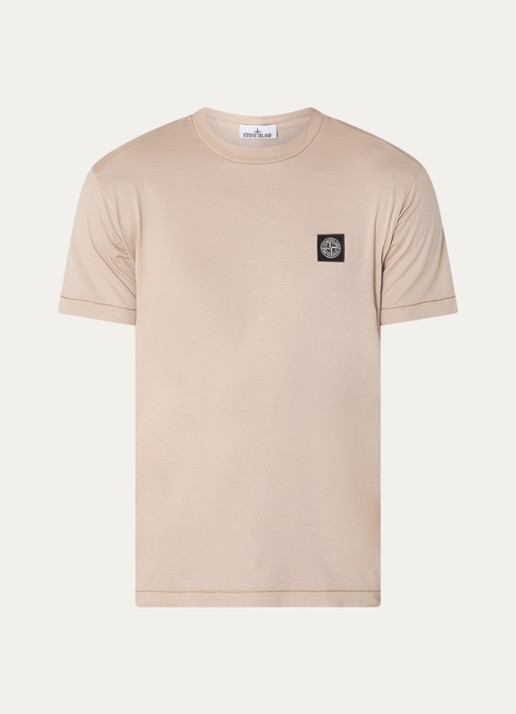 Stone Island 11002 T-shirt met logo - voorkant 3 donkerbeige