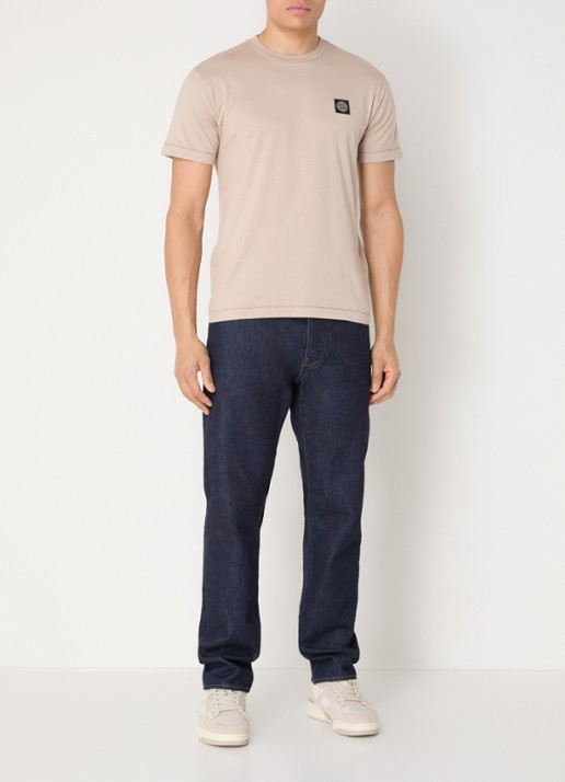 Stone Island 11002 T-shirt met logo - voorkant 4 donkerbeige