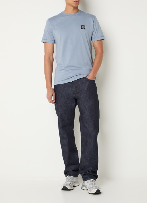 Stone Island 11002 T-shirt met logo - voorkant 4 blauw