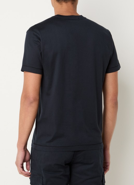 Stone Island 11002 T-shirt met logo - achterkant 3 donkerblauw