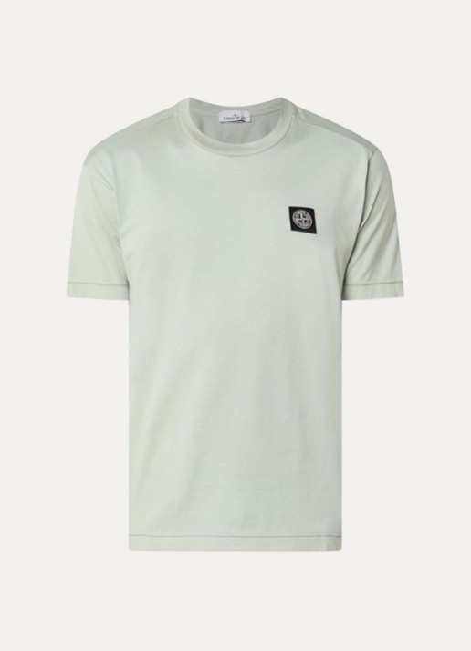 Stone Island 11002 T-shirt met logo - voorkant 2 lichtgroen