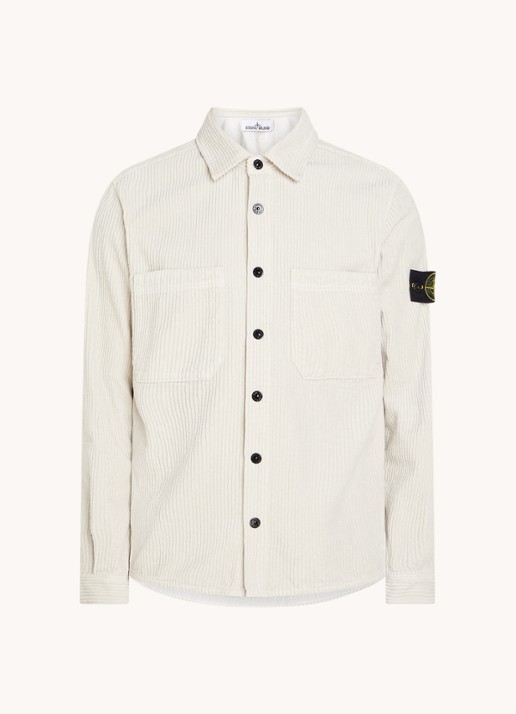 Stone Island 11311 overshirt van corduroy met borstzakken en logo - voorkant 4 creme