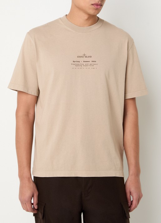 Stone Island 12002 T-shirt met logo- en backprint - achterkant 5 beige