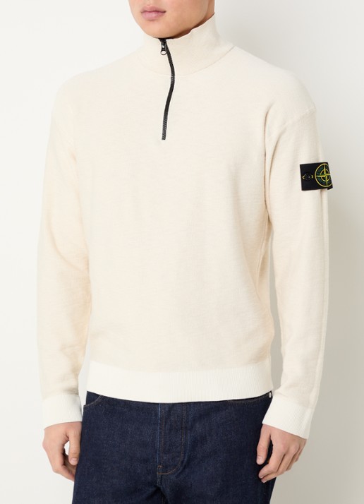 Stone Island 26983 fijngebreide trui met logoborduring