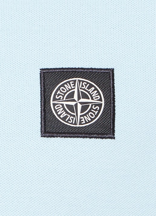 Stone Island 2SC18 slim fit polo van  piqué katoen met logo - detail 5 lichtblauw