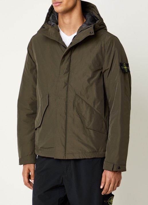 Stone Island S0A26 gewatteerde parka met capuchon en steekzakken