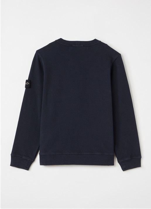 Stone Island 61000 sweater met ribstructuur - voorkant 2 donkerblauw