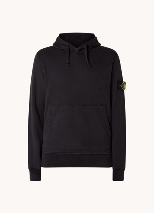 Stone Island 64120 Hoodie met logo - voorkant zwart