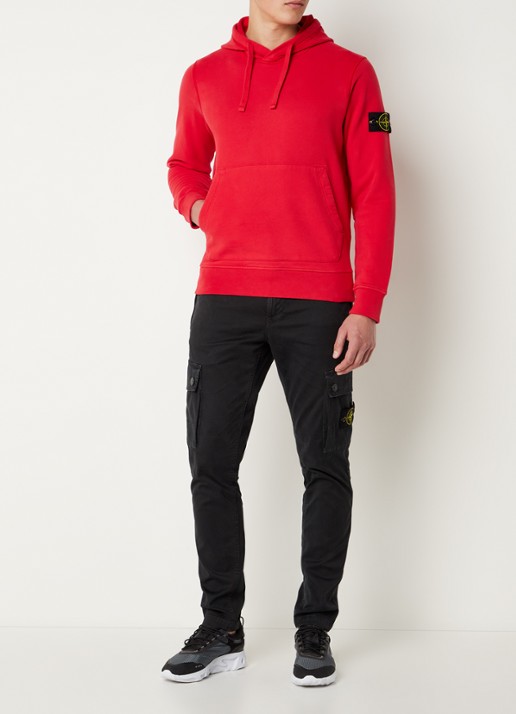 Stone Island 64120 Hoodie met logo - voorkant 2 rood