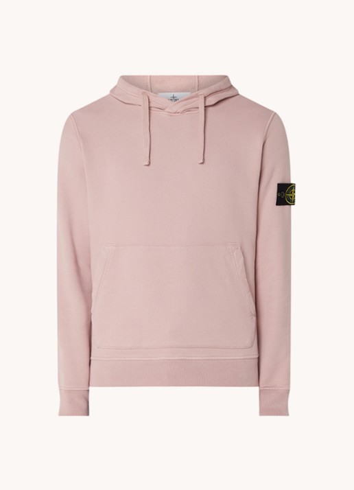 Stone Island 64120 Hoodie met logo - voorkant 3 oudroze