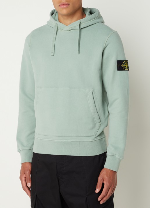 Stone Island 64120 Hoodie met logo - detail 3 lindegroen