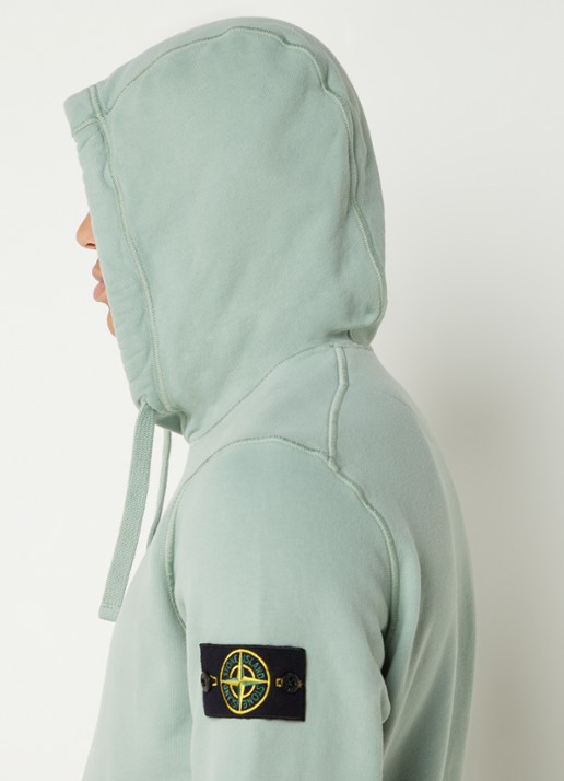 Stone Island 64120 Hoodie met logo - detail 4 lindegroen