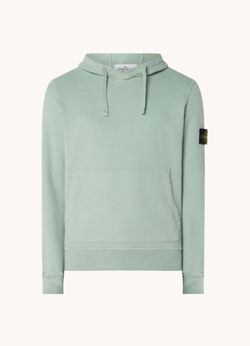 Stone Island 64120 Hoodie met logo - voorkant lindegroen