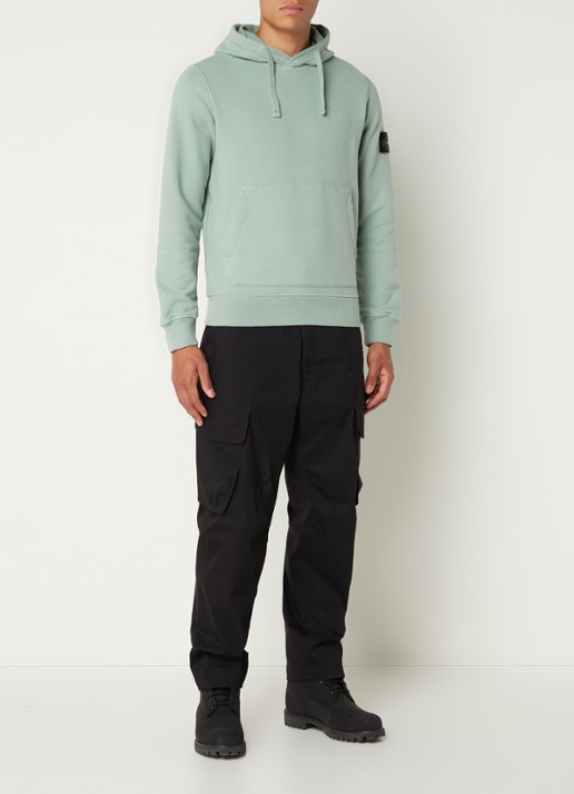 Stone Island 64120 Hoodie met logo - voorkant 2 lindegroen