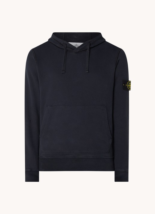 Stone Island 64120 Hoodie met logo - voorkant donkerblauw