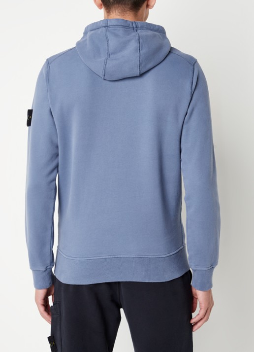 Stone Island 64120 Hoodie met logo - achterkant 5 staalblauw