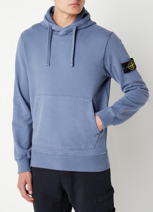 Stone Island 64120 Hoodie met logo - detail 3 staalblauw