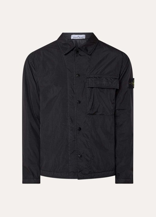 Stone Island 77087 jack met borstzak en logo - voorkant zwart