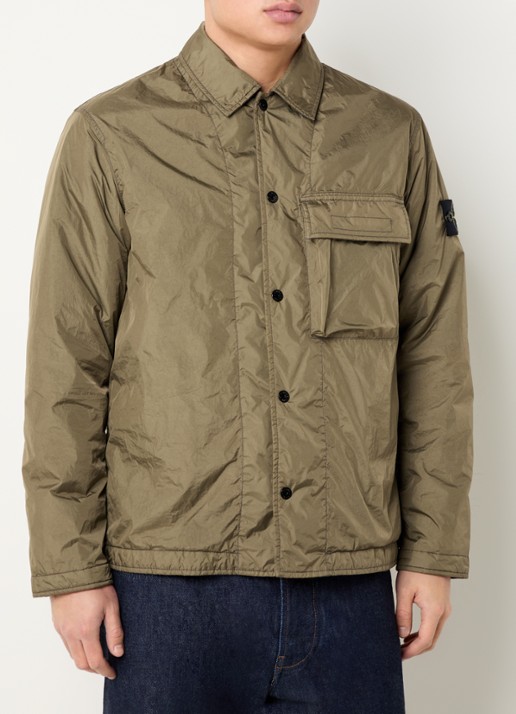 Stone Island 77087 jack met borstzak en logo - detail 2 mosgroen