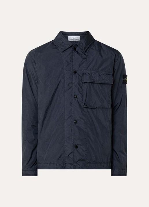 Stone Island 77087 jack met borstzak en logo - voorkant 2 donkerblauw
