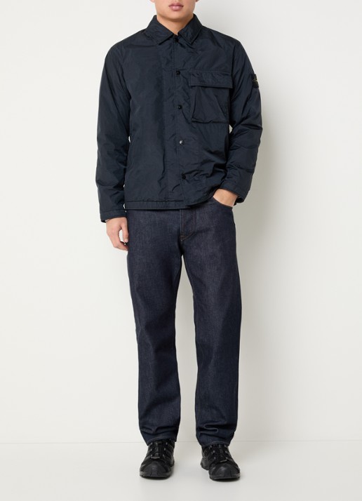Stone Island 77087 jack met borstzak en logo - voorkant 3 donkerblauw