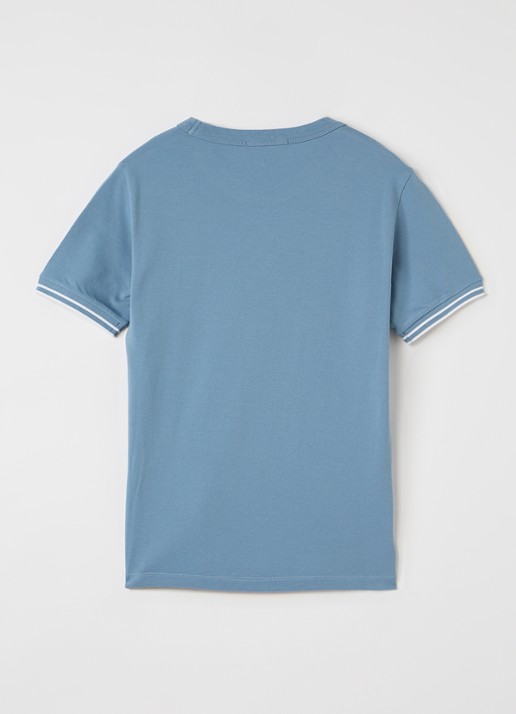 Stone Island 80538 T-shirt met logo - voorkant 2 staalblauw