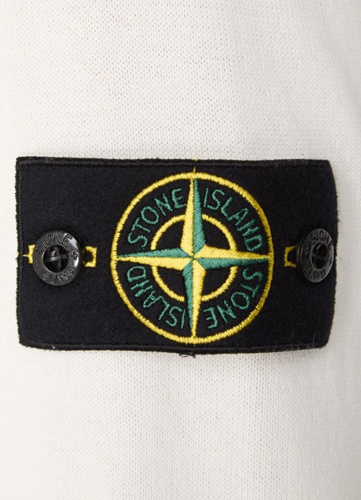 Stone Island 86002 fijngebreide trui met logo - detail 2 ivoor