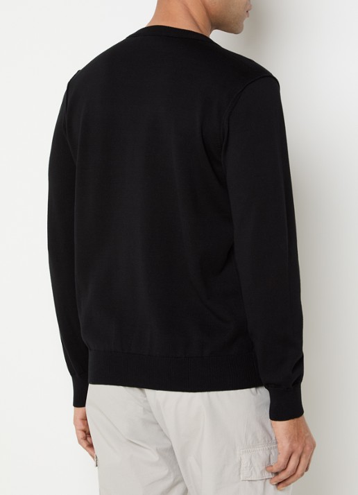 Stone Island 86002 fijngebreide trui met logo - achterkant 3 zwart