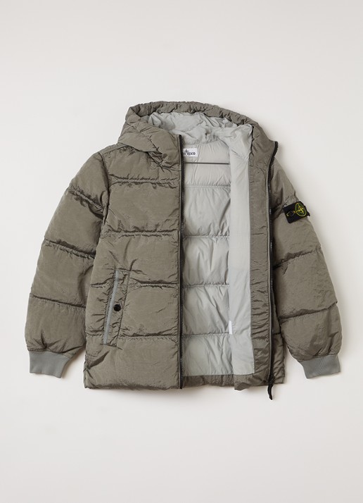 Stone Island Gewatteerd jack met donsvulling - voorkant 3 grijs