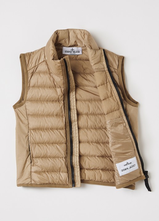 Stone Island Gewatteerde bodywarmer met donsvulling en ritszakken - voorkant 2 camel