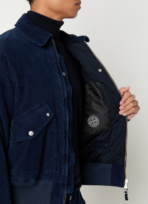 Stone Island K2S15 bomberjack van corduroy met klepzakken - detail 5 donkerblauw