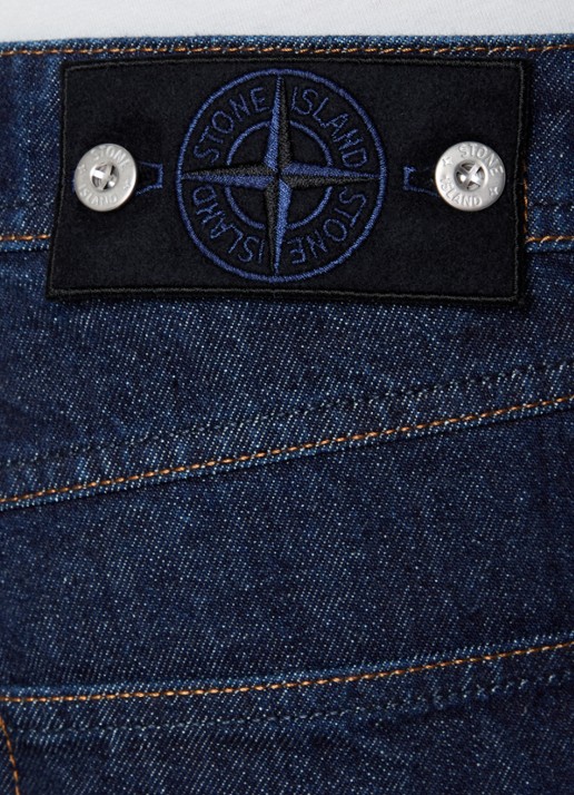 Stone Island KS215 loose fit jeans met donkere wassing - detail 6 donkerblauw